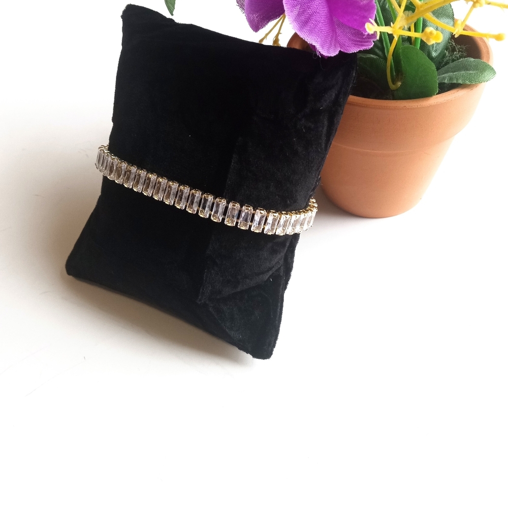 Swarovski Crystal Baguette Stone Tennis Slider Bracelet